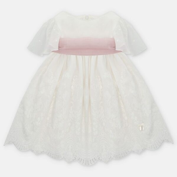 Vestito con maniche in pizzo e ricami