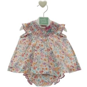 Vestito fantasia floreale con mutandina e giacchino