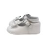 Scarpa culla in pelle con fiocco e fibbia