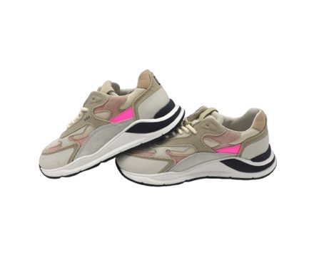 Sneaker in pelle e tessuto tecnico con lacci