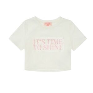 T-shirt mezza manica con stampa it's time to shine