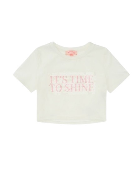 T-shirt mezza manica con stampa it's time to shine