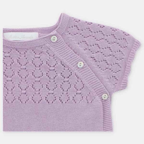 Completo maglia con trafori e coulotte fantasia floreale