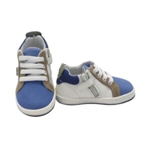 Sneaker primo passo in pelle con lacci e zip