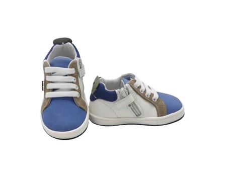 Sneaker primo passo in pelle con lacci e zip