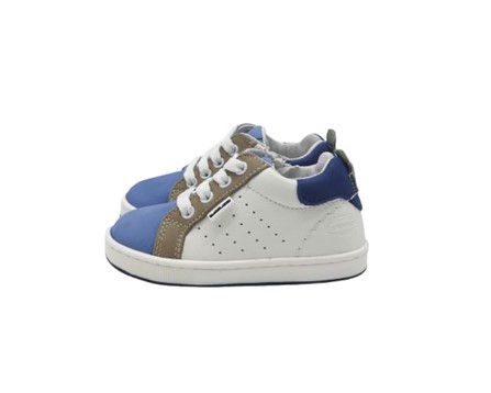 Sneaker primo passo in pelle con lacci e zip