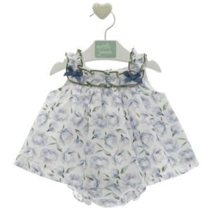 Vestito fantasia fiori con giacchino in cotone