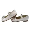Ballerina in pelle con fiore e fibbia