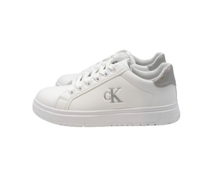 Sneaker in pelle con lacci e zip