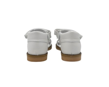Sandalo primo passo in pelle con doppio velcro e fiocco