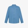 Camicia coreana in misto lino con ricamo logo