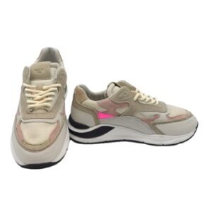Sneaker in pelle e tessuto tecnico con lacci