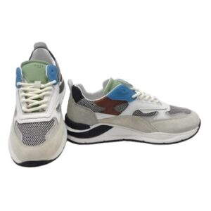 Sneaker in pelle e tessuto tecnico con lacci