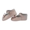 Scarpa culla in pelle con fiocco e fibbia