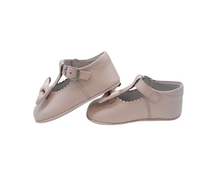 Scarpa culla in pelle con fiocco e fibbia