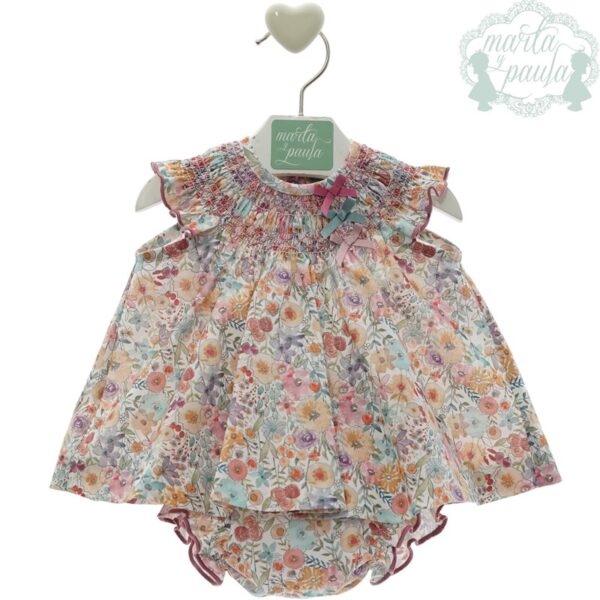 Vestito fantasia floreale con mutandina e giacchino