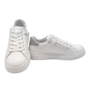 Sneaker in pelle con lacci e zip