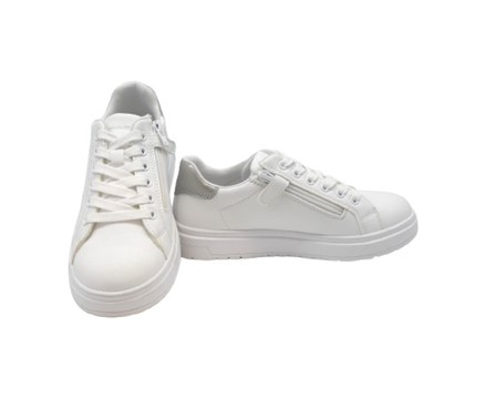 Sneaker in pelle con lacci e zip