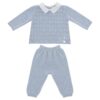 Completo maglia con rombi traforati e pois e pantalone