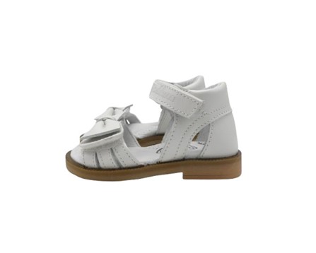 Sandalo primo passo in pelle con doppio velcro e fiocco
