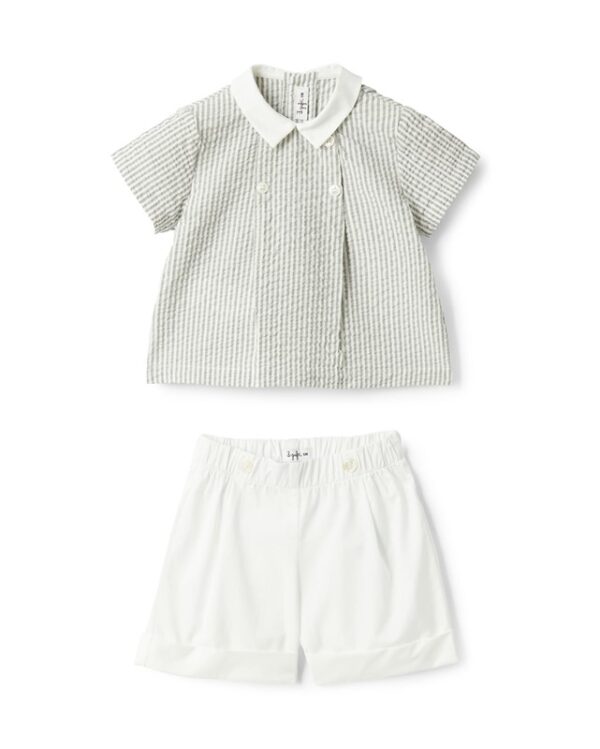 Completo camicia mezza manica a righe e bermuda con pince