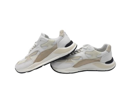 Sneaker in pelle e tessuto tecnico con lacci