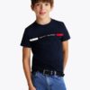 T-shirt con inserto in maglia e logo