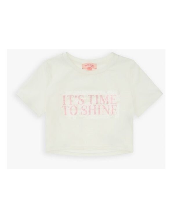 T-shirt mezza manica con stampa it's time to shine