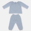 Completo maglia con rombi traforati e pois e pantalone