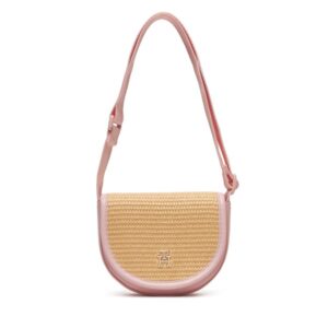 Borsa con dettagli in paglia e tracolla