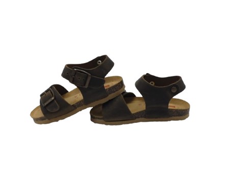 Sandalo in pelle con doppia fibbia