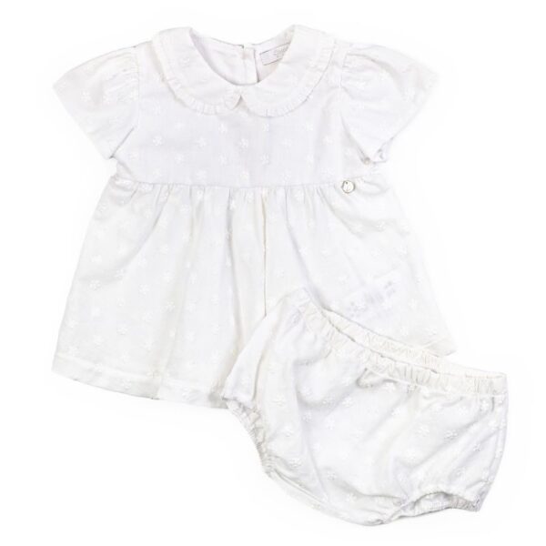 Vestito con coulotte in tessuto con ricami