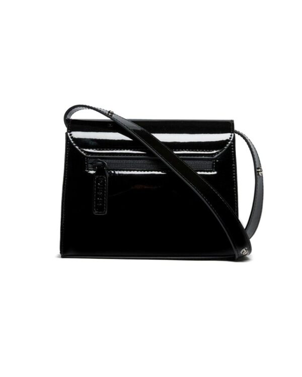Borsa in vernice lucida con logo oval d sulla patta