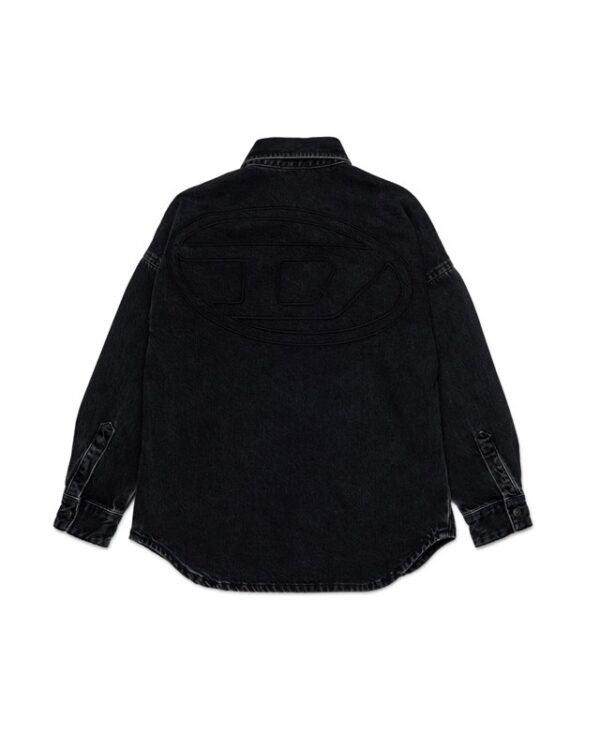 Camicia in denim con maxi logo oval d sul retro