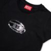 T-shirt in jersey con logo in paillettes