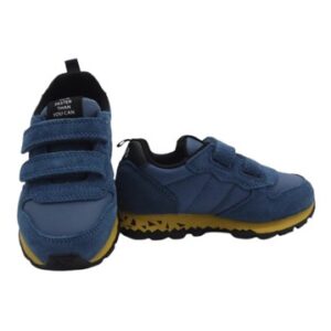 Sneaker bassa in camoscio e tessuto con doppio velcro