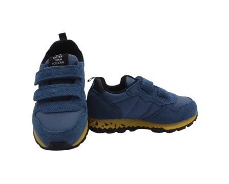 Sneaker bassa in camoscio e tessuto con doppio velcro