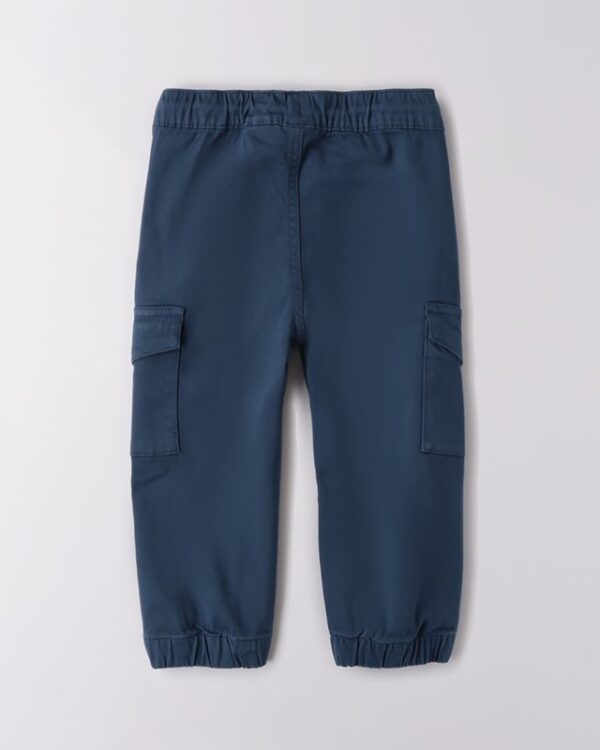 Pantalone cargo in cotone vita elasticizzata con coulisse