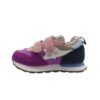 Sneaker bassa in camoscio e tessuto con doppio velcro