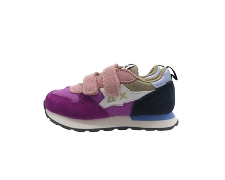 Sneaker bassa in camoscio e tessuto con doppio velcro
