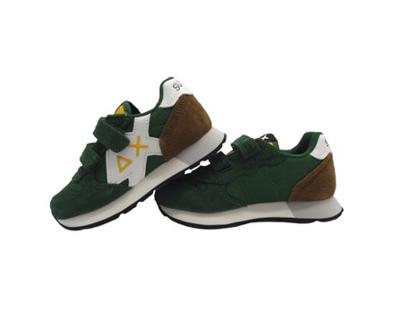 Sneaker bassa in camoscio e tessuto con doppio velcro