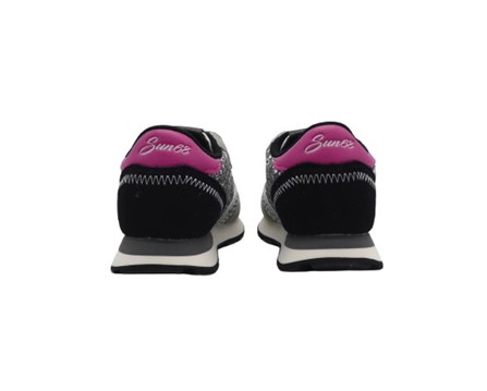 Sneaker bassa in camoscio e glitter con velcro e lacci