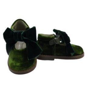 Ballerina primo passo in velluto con fiocco e velcro
