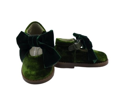 Ballerina primo passo in velluto con fiocco e velcro