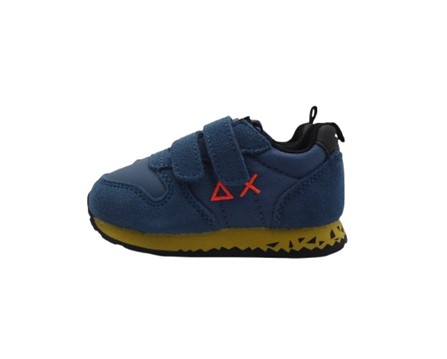 Sneaker bassa in camoscio e tessuto con doppio velcro