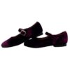 Ballerina in velluto con cinturino a clips