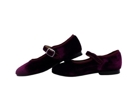 Ballerina in velluto con cinturino a clips