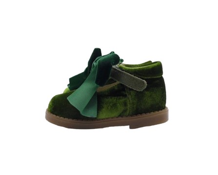 Ballerina primo passo in velluto con fiocco e velcro