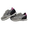 Sneaker bassa in camoscio e glitter con doppio velcro