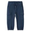 Pantalone cargo in cotone vita elasticizzata con coulisse